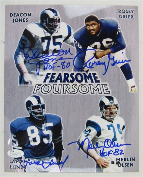 rams fearsome foursome 8x10 photo signed by 4 with deacon jones merlin olsen rosie grier lama