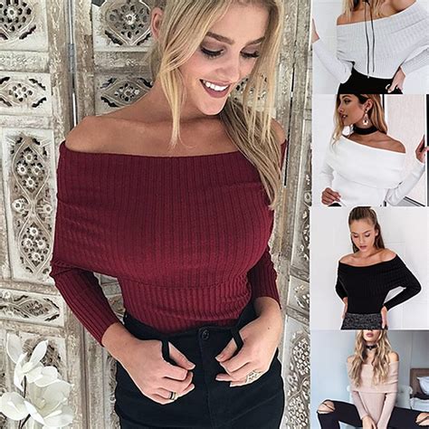 Sexy Off The Shoulder Tops For Women Fashion 2016 New Autumn Style Long