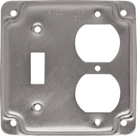 Raco Square Steel 2 Gang Electrical Cover For 1 Toggle And 1 Duplex
