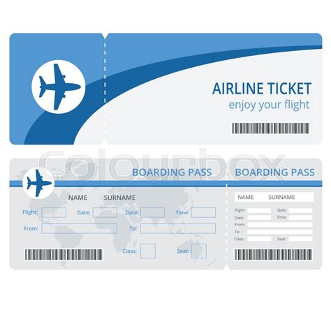 plane ticket design blank plane  isolated vector illustration airline boarding pass