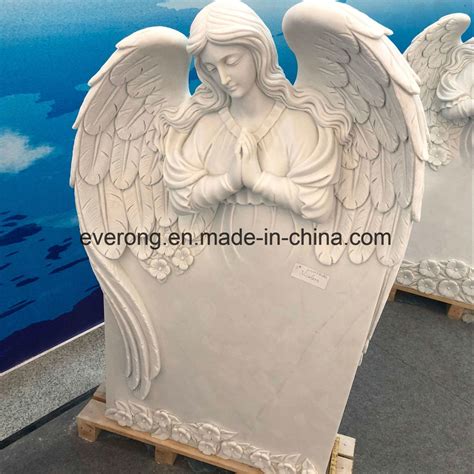 Factory White Marble Tombstone Weeping Angel Etching Headstone For Sale China Stone Monument