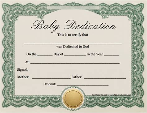 Baby Dedication Certificate Template Printable Printable Templates