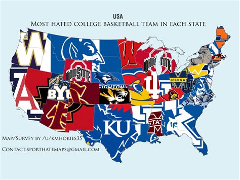 Map Most Hated College Basketball Team In Every State