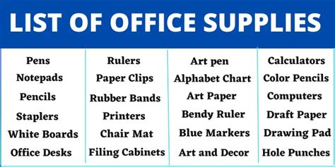 List Of Office Supplies Office Supplies Vocabulary Word Schools