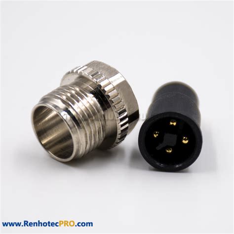 M12 4 Pin Connector Field Wireable Connector T Coded Male