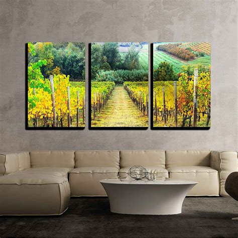 Wall26 3 Piece Canvas Wall Art Beautiful Autumn Landscape With Vineyards Tuscany Italy