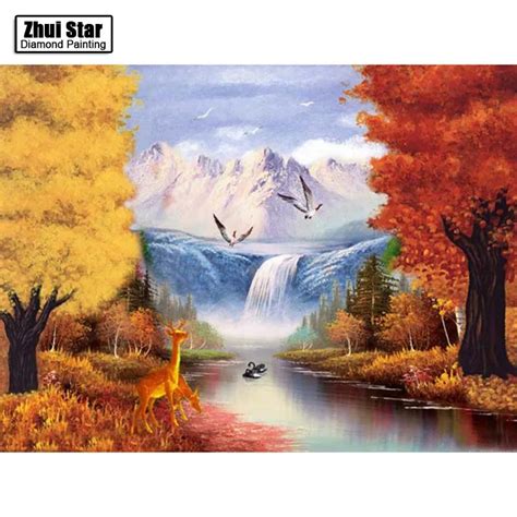 Full Drill Square Diamond 5d Diy Diamond Paintingautumn Scenery