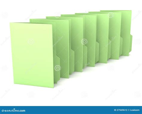 Many Green Folders On A White Background Stock Illustration