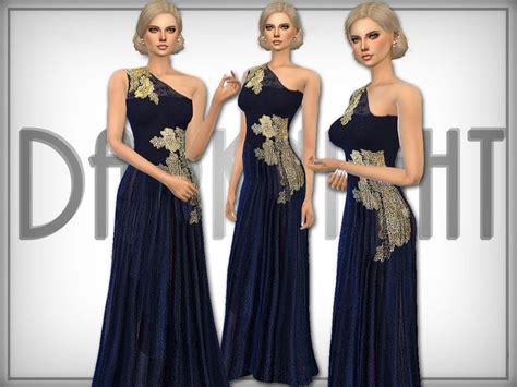 Golden Detail Tulle Gown Found In Tsr Category Sims 4 Female Formal