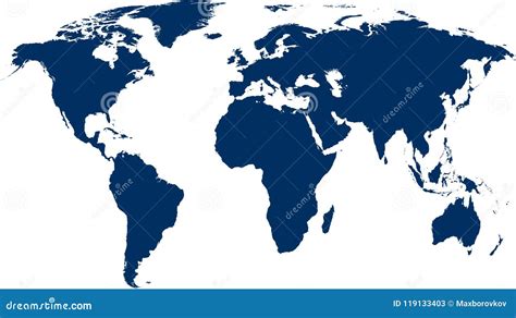Blue World Map On White Stock Vector Illustration Of Shape 119133403