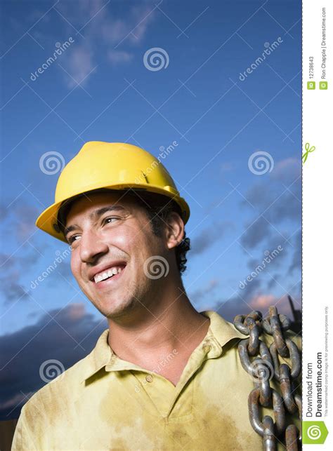 Construction Worker Smiling Stock Image Image Of Cheerful Handsome