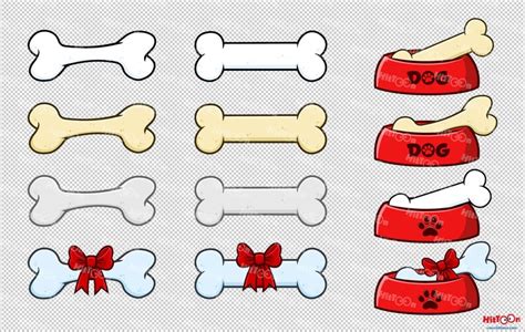 Cartoon Dog Bone With Ribbon And Bow Digital Clip Art Vector Graphic