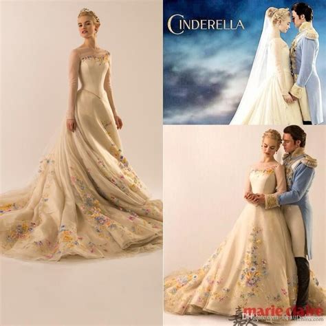 2015 Glamourous Movie Cinderella Fairy Tale Style A Line Wedding Dresses Embroideried Flowers