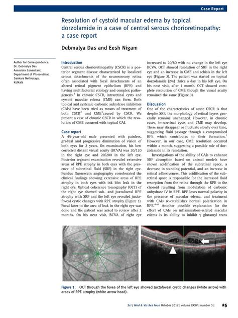 Resolution Of Cystoid Macular Edema By Topical Dorzolamide In A Case Of
