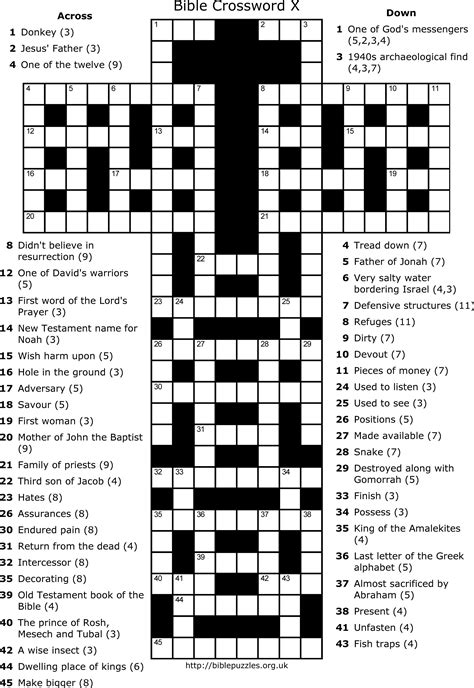 Free Print Bible Crossword Puzzle Easy Bible Crossword Puzzles