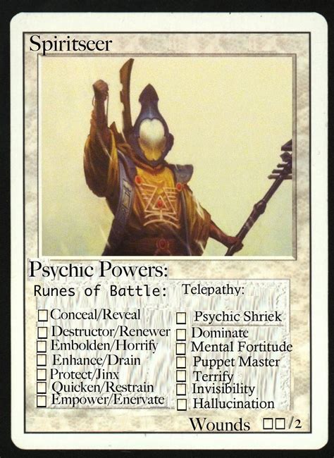 The Spirit Chamber Eldar Psyker Cards For Keeping Track Of Your Powers