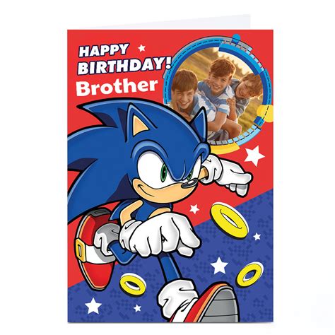 Buy Personalised Birthday Card Sonic Image With Gold Rings For Gbp