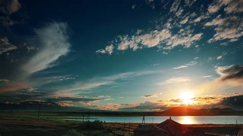 Wallpaper Sunlight Sunset Sea Reflection Sky Clouds Sunrise