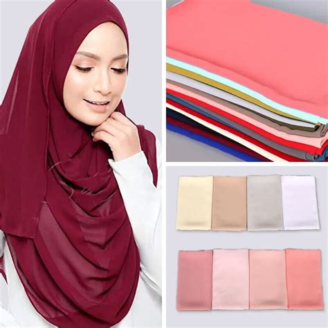 Women Plain Bubble Chiffon Scarf Hijab Wrap Printe Solid Color Shawls Head Scarf Muslim Hijabs