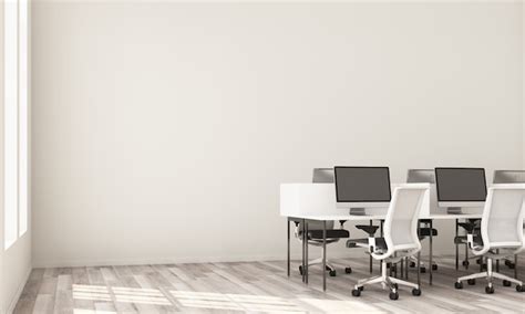 Premium Photo Interior Of Modern White Office With Rows Of White