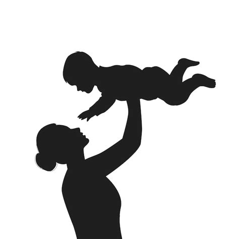 Premium Vector Flat Design Mother And Son Silhouette