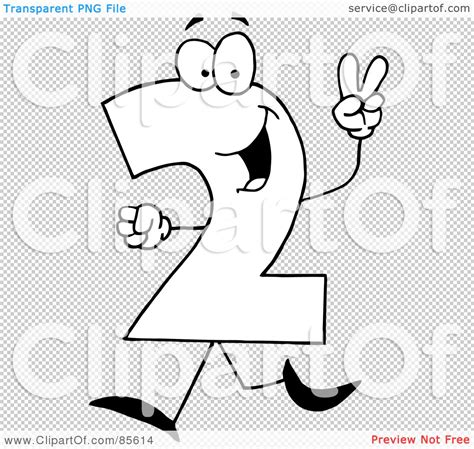 Royalty Free Rf Clipart Illustration Of A Friendly Outlined Number 2