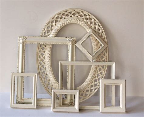 Picture Frames Set Of Seven Vintage Shabby Chic Painted Etsy