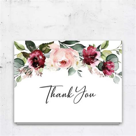 Memorial Thank You Cards With Flowers For Funerals Life Celebrations