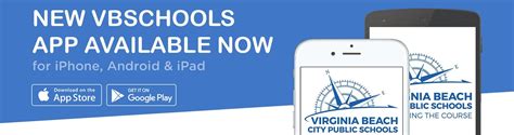 An advertisement for the virginia beach city schools app available on