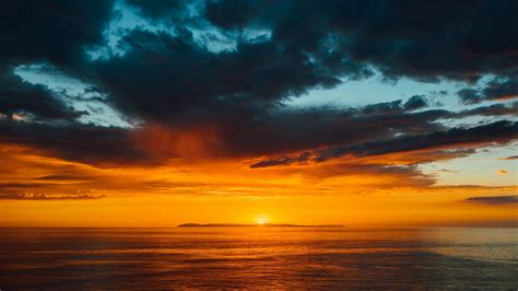Download Wallpaper 3840x2160 Sea Horizon Sunset Clouds Sun Sky