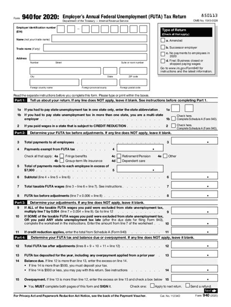 Irs 940 2020 Fill Out Tax Template Online Us Legal Forms
