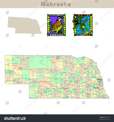 Usa States Series Nebraska Political Map Stock Illustration 5004715