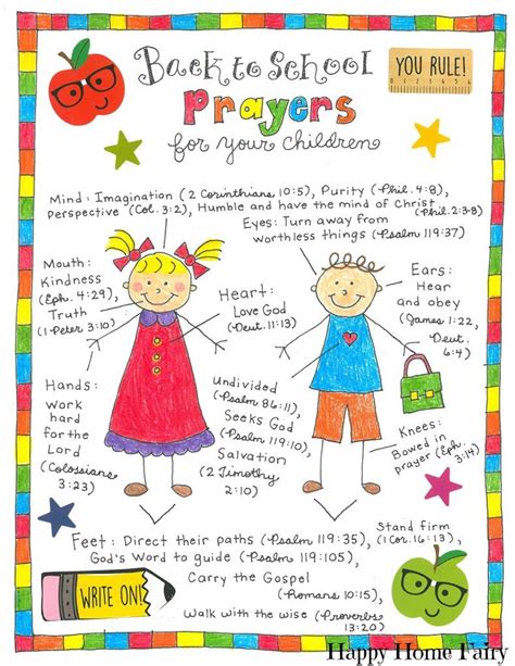 Back To School Prayers For Your Kids Free Printable Back To School