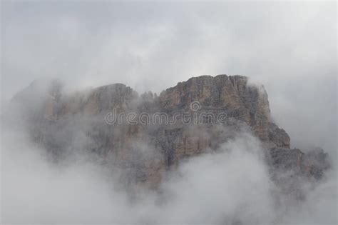 Mountain Massif Inside Dense Fog Dolomites Italy Stock Photo Image