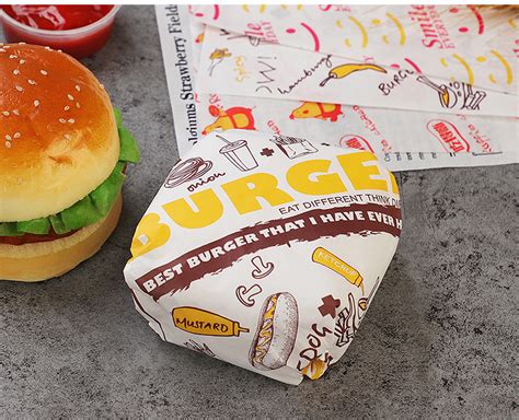 Food Grade Grease Proof Custom Logo Printed Butter Hamburger Packaging Wrapping Paper With Logo