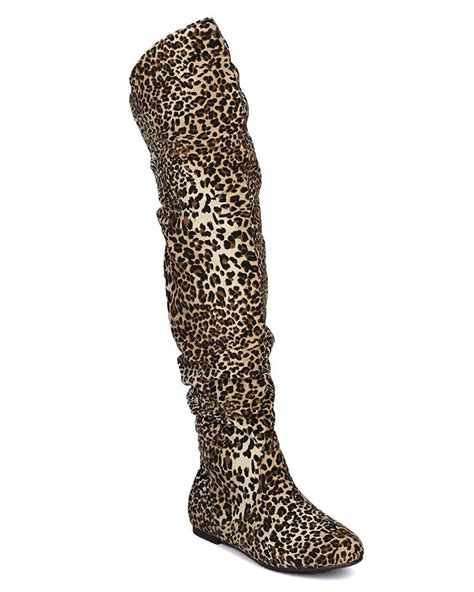 Nature Breeze Vickie Hi Slouchy Thigh High Boot Ac10 Leopard Size 8