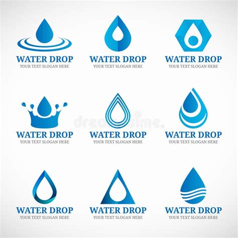 Blue Water Drop Logo Vector Set Design Stock Vector Illustration Of