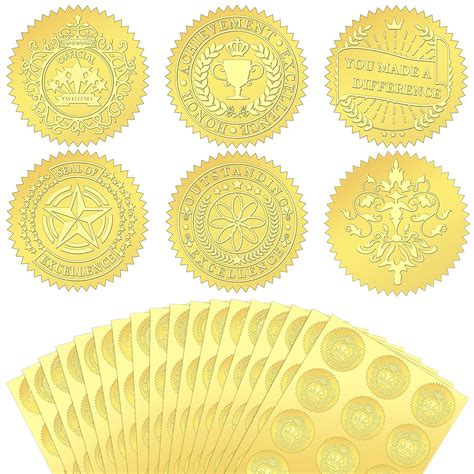 Buy 216 Pcs Embossed Gold Foil Certificate Seal Achievement Gold