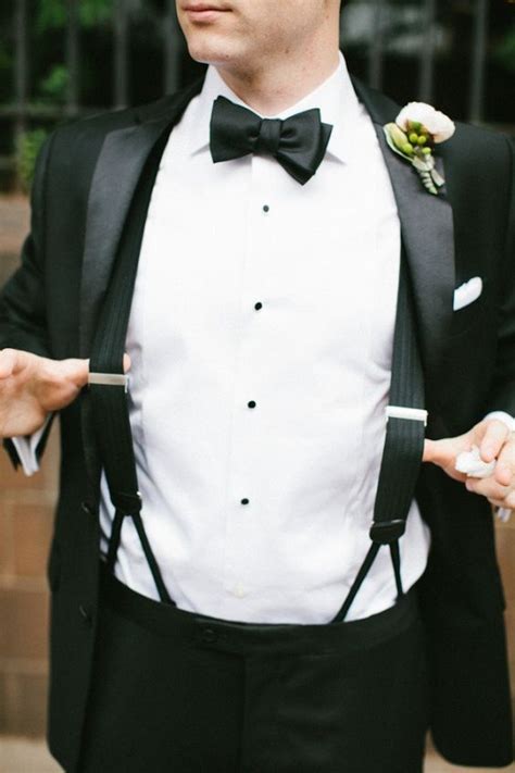 Classic Black Tuxedo With Suspenders Brown Suit Wedding Tuxedo Wedding