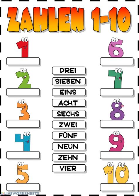 Classroom helps teachers save time, keep classes organized, and improve communication with students. Zahlen 1-10 (Drag-and-drop) worksheet