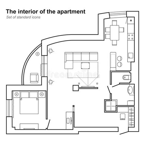 House Plan Top View Interior Design Stock Illustrations 5609 House