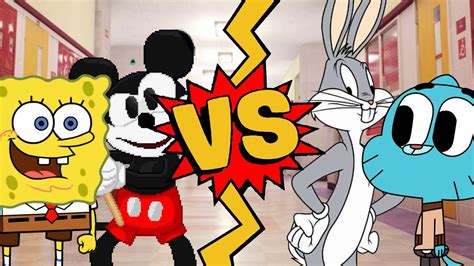 M U G E N Battles SpongeBob Mickey Mouse Vs Gumball Bugs Bunny YouTube