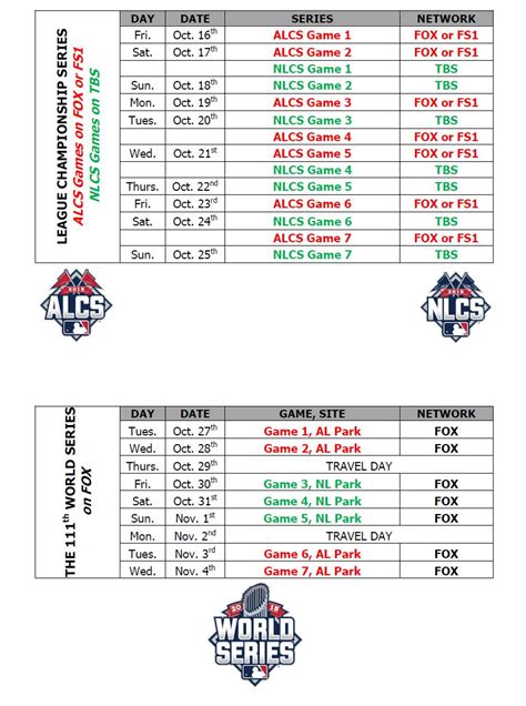 Mlb Playoffs Printable Schedule Web Check Out The Full Schedule For The 2021 Mlb Playoffs