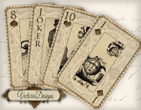 Printable Steampunk Playing Cards By Vectoriadesigns On Deviantart