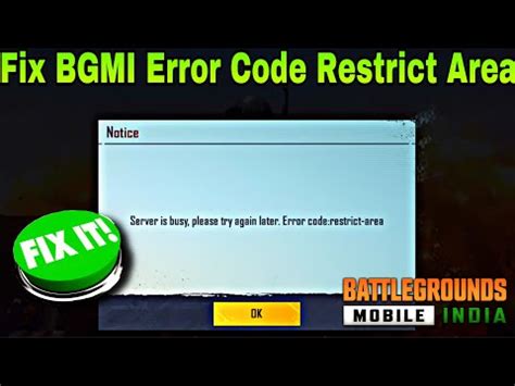 BGMI Error Code Restrict Area Server is busy please try again later