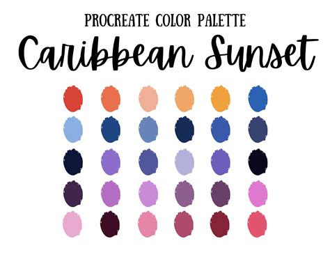 Colorful Caribbean Sunset Procreate Color Palette Beachy Etsy In 2022