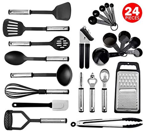 Join prime to save $2.70 on this item. Kitchen Utensil Set 24 Nylon and Stainless Steel Utensil ...