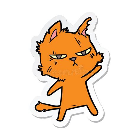 A Creative Sticker Of A Tough Cartoon Cat Stock Vector Illustration