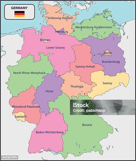 Carte Politique De Lallemagne Avec Des Noms Vecteurs Libres De Droits