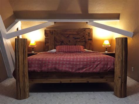 Authentic Rustic Barn Wood King Size Bed Frame And
